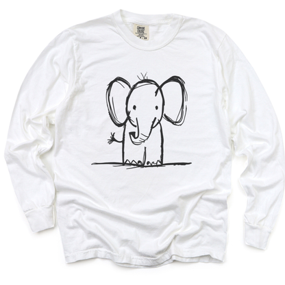Elephant Sketch - Comfort Colors Long Sleeve Premium T Shirt