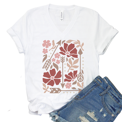 Arrows Of Bohemia - Short Sleeve V-Neck Tee
