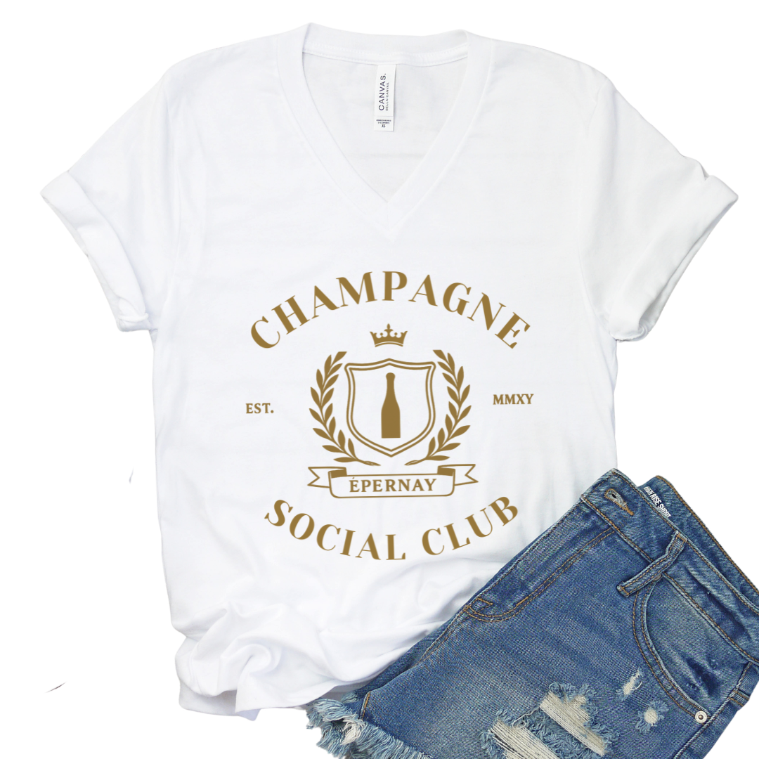 Champagne Social Club - Short Sleeve V-Neck Tee