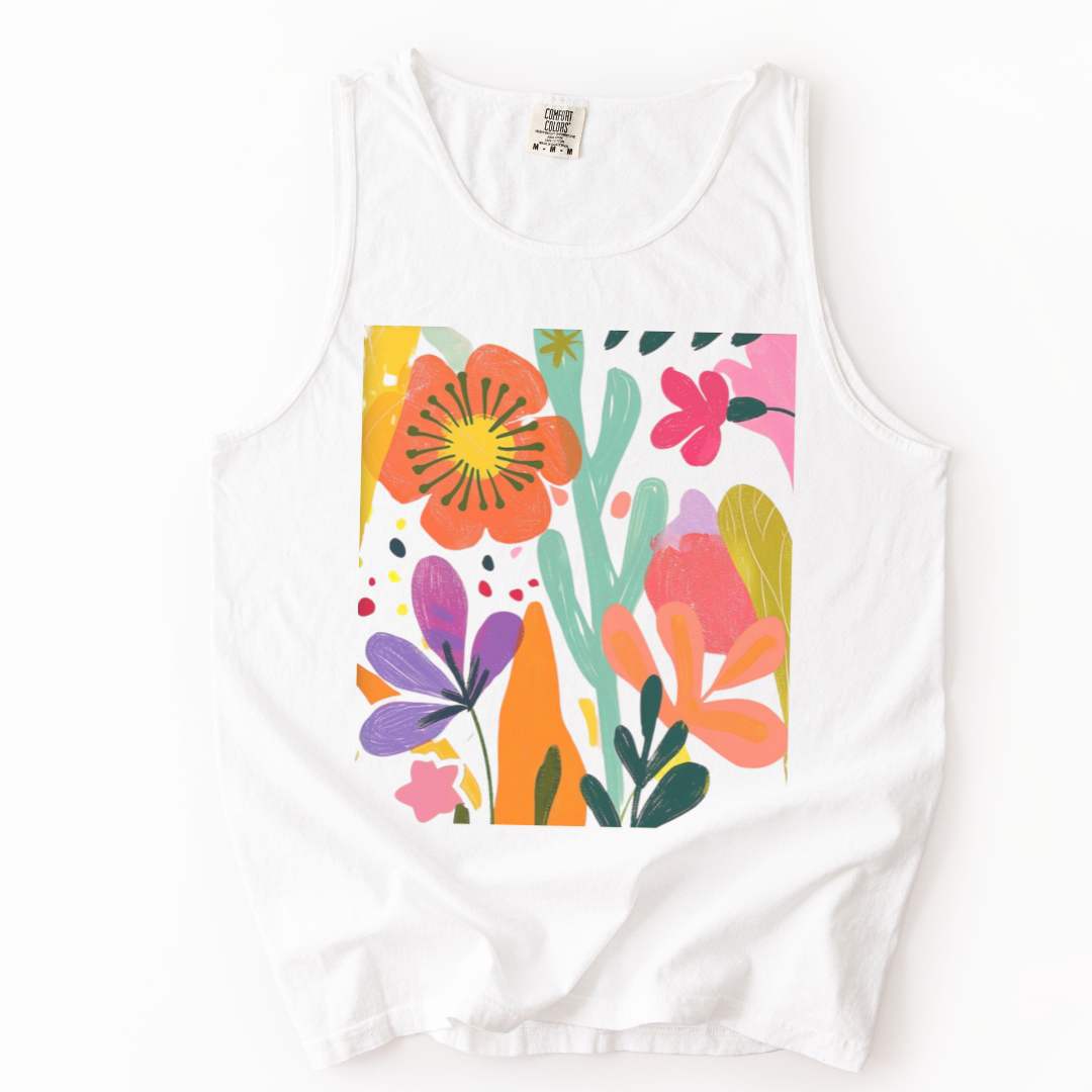 Modern Art Flower Print - Comfort Colors Premium Tank Top
