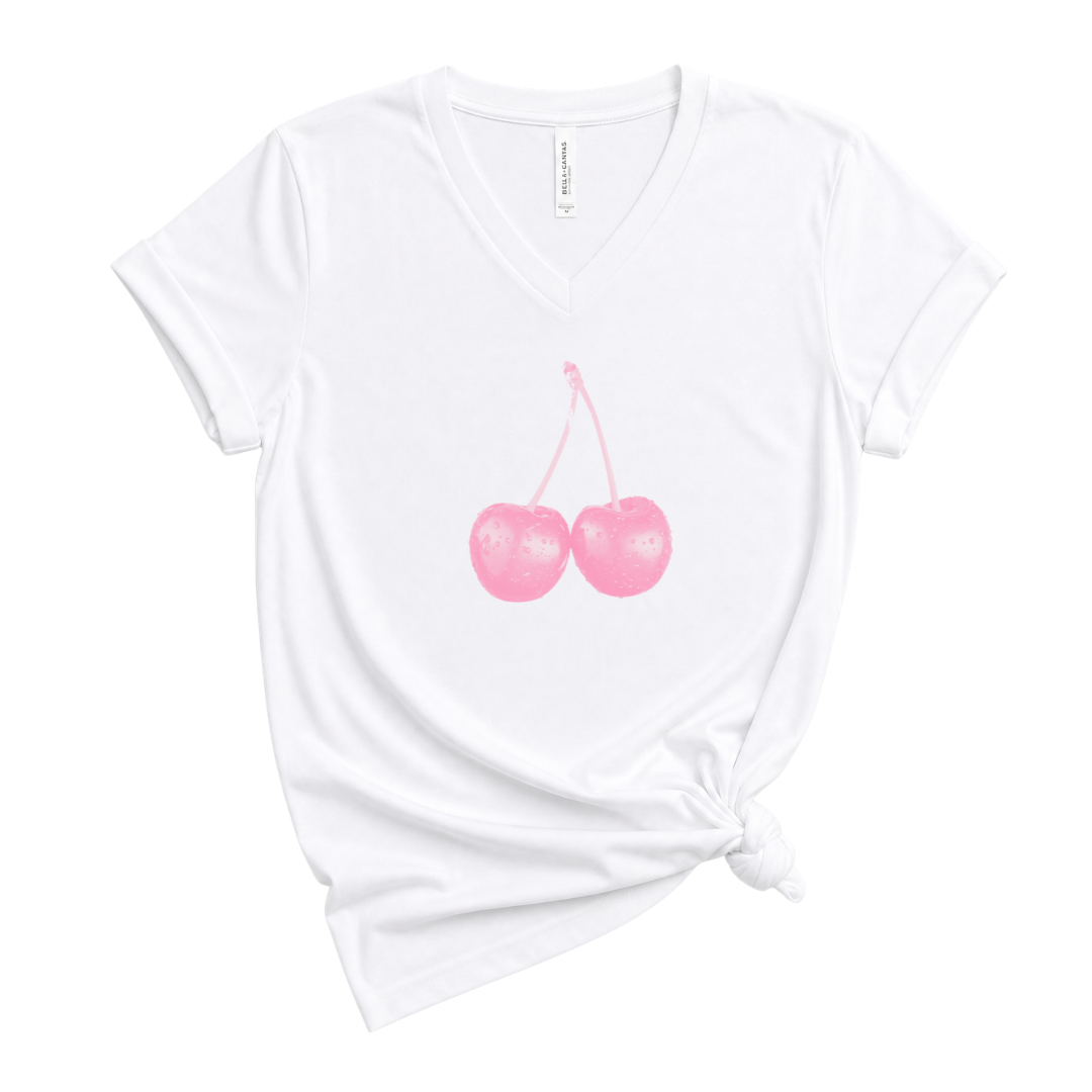 Cherries - Short Sleeve V-Neck Tee