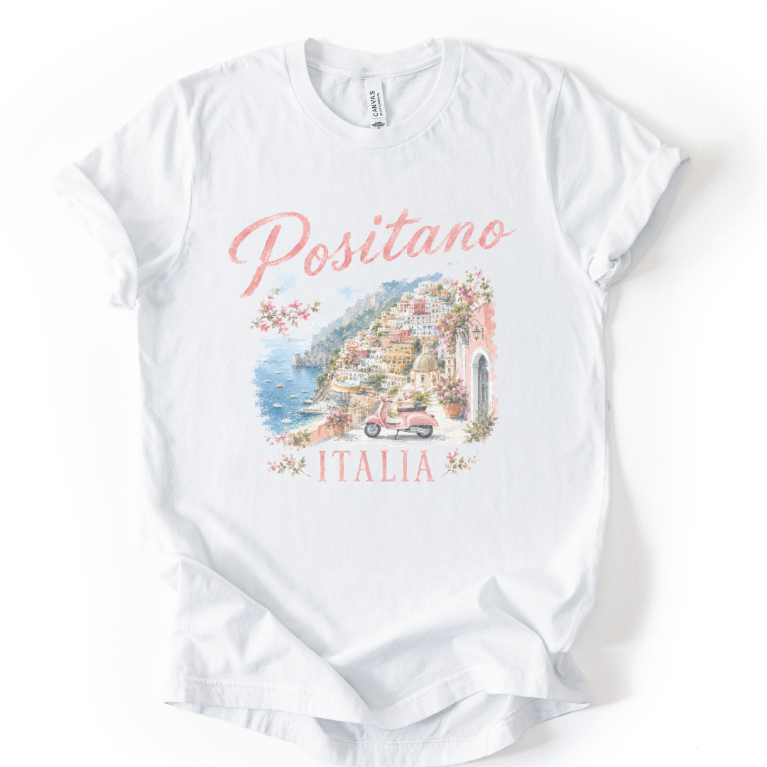 Vintage Positano Painting - Bella Canvas Super Soft Fitted T Shirt