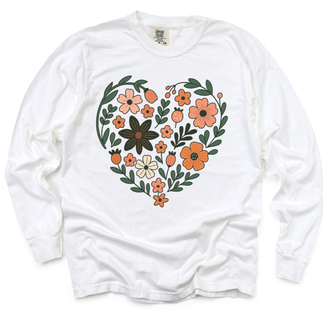 Flower Heart - Comfort Colors Long Sleeve Premium T Shirt
