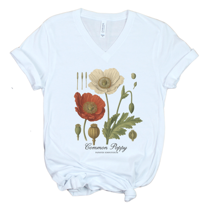 Common Poppy - Short Sleeve V-Neck Tee