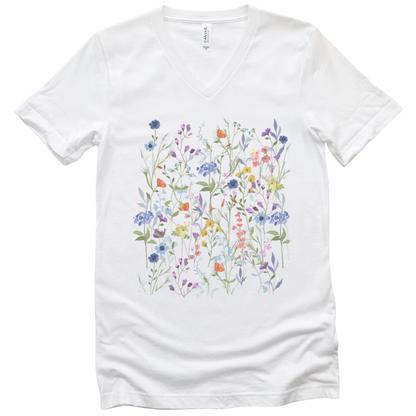 Floral Medley - Short Sleeve V-Neck Tee