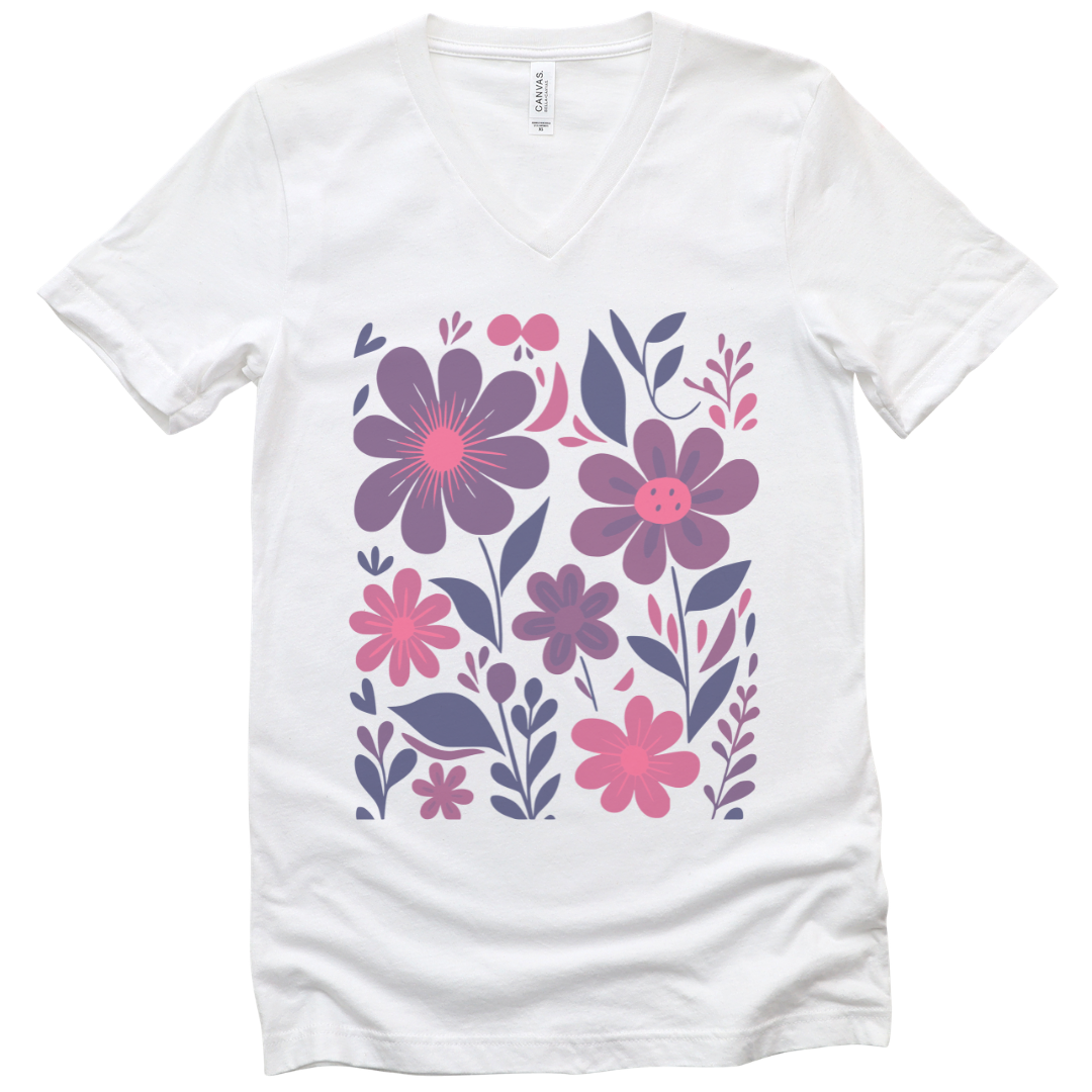 Floral Riot - Short Sleeve V-Neck Tee