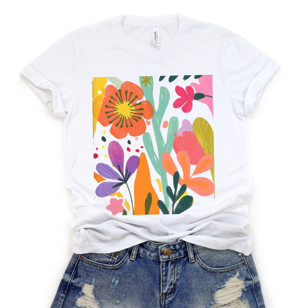 Modern Art Flower Print - Bella Canvas Super Soft T Shirt