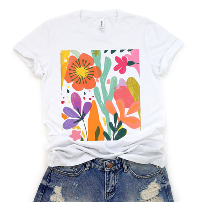 Modern Art Flower Print - Bella Canvas Super Soft T Shirt
