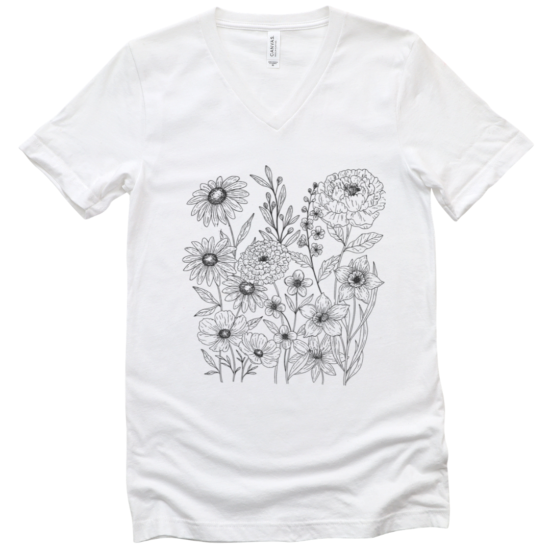 Petal Cartography - Short Sleeve V Neck