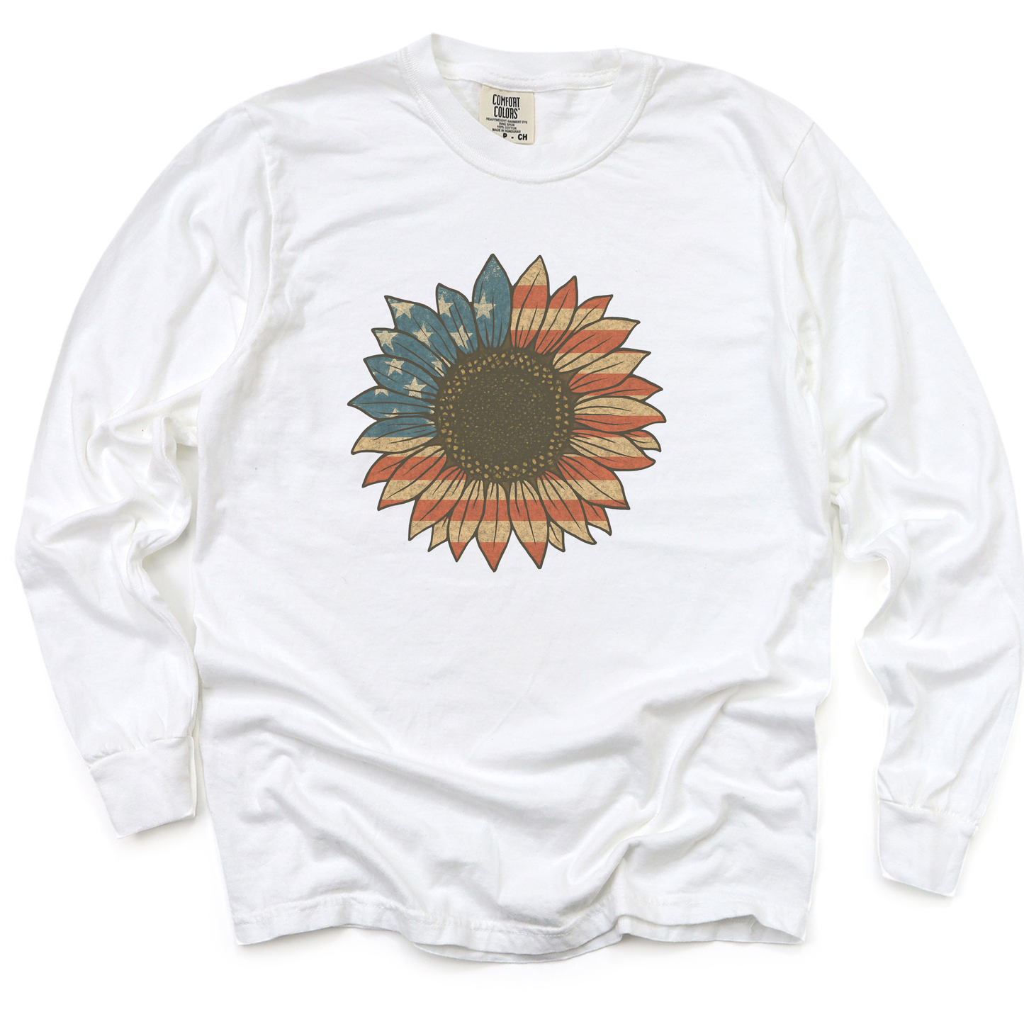 Stars and Stripes Sunflower - Comfort Colors Premium Long Sleeve T Shirt