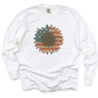 Stars and Stripes Sunflower - Comfort Colors Premium Long Sleeve T Shirt