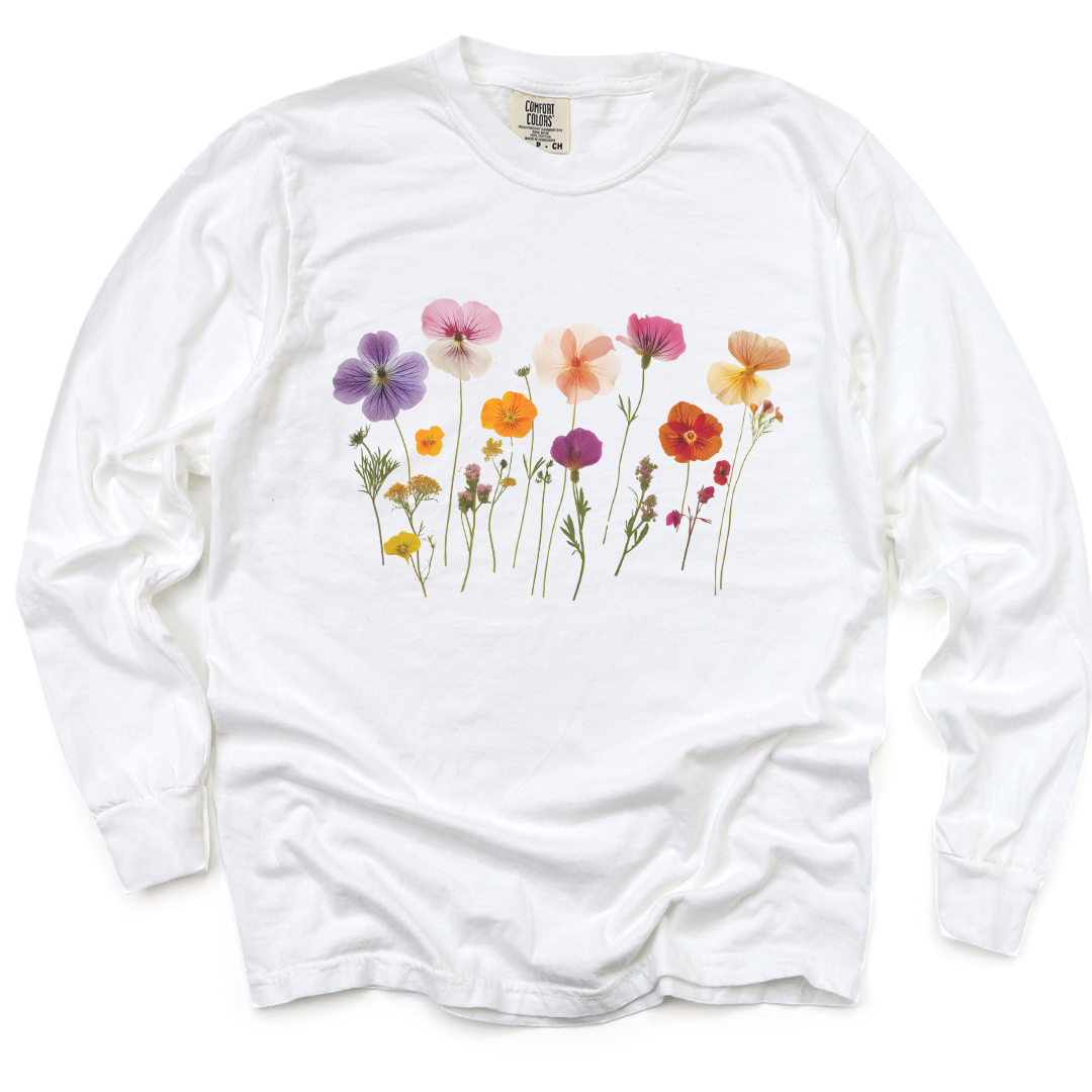 Pressed Flowers - Comfort Colors Long Sleeve Premium T Shirt