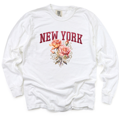 New York Floral - Comfort Colors Long Sleeve Premium T Shirt