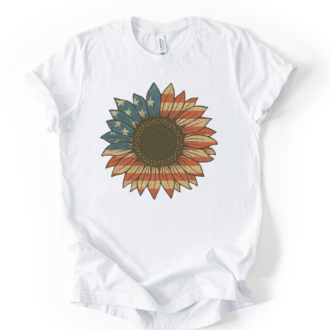 Stars and Stripes Sunflower - Bella Canvas Super Soft T Shirt
