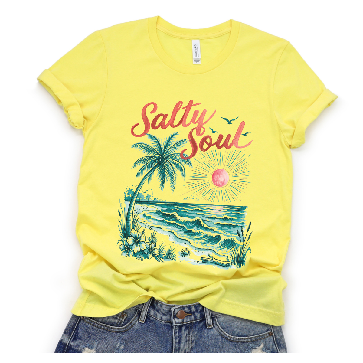 Salty Soul - Bella Canvas Super Soft Straight Cut T shirt