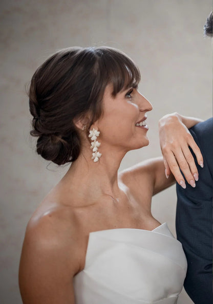 Jasmine Flower Triple Drop Earrings Gold